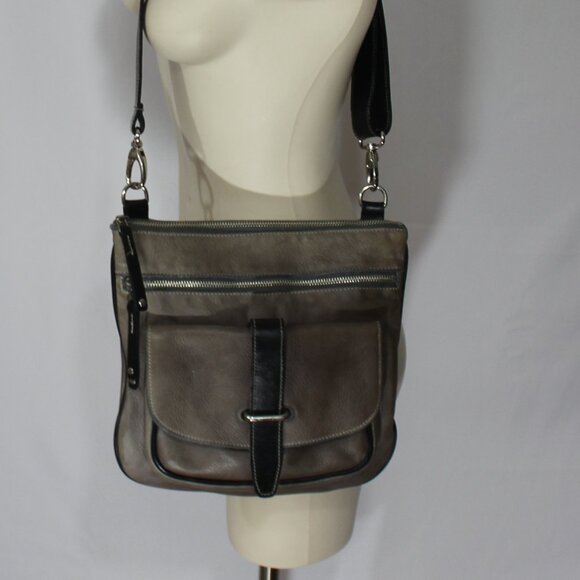 VTG Roots Brown shoulder crossbody leather brown bag 11"x 11" - Picture 3 of 9